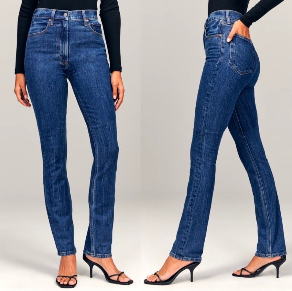 Abercrombie & Fitch Curve Love The '90s Slim Straight Ultra High Rise Jeans